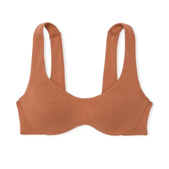 1271 NWT Base Cotton Unlined Scoop Bra Caramel - Picture 1 of 6